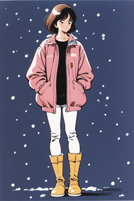 23704-1708034030-1girl, solo, shadow, pants, hands in pockets, jacket, boots, retro artstyle, short hair, brown hair, pink jacket, yellow footwea.png